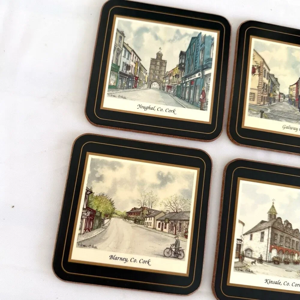 Pimpernel Cork Coaster Irish Heritage Series Street Scenes of Ireland Set of 6